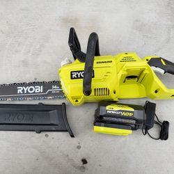 Ryobi Brushless 14inch Batter Chainsaw With 4.0 Ah Battery And Charger