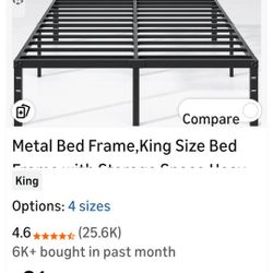 King Size Bed Frame, No Box Spring Needed!