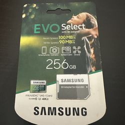 Samsung EVO Select 256GB MicroSDXC UHS-I U3 100MB/s Full HD & 4K UHD Memory Card with Adapter
