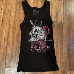 pink grunge skull tank top