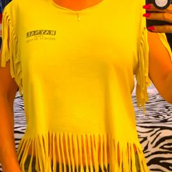 Super Cute Yellow Fringe Tee, Fits All Sizes