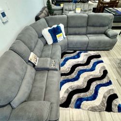*June Sale Event!!!*---Stellar Alejandra Gray Microfiber Reclining Sectional Sofa---Delivery And Financing Available😎