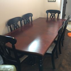 Chairs are black42 x 32 with leaf leaf is 20 inch wide
