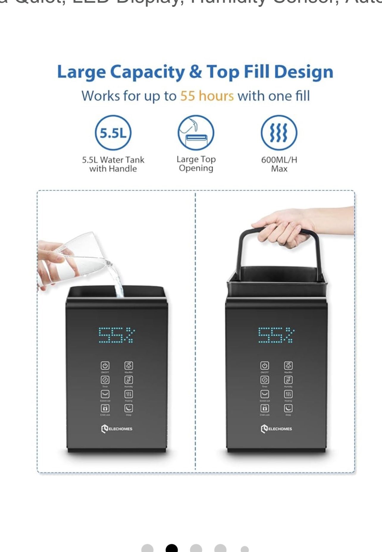 Large room Elechomes cool/warm mist humidifier like new Great for plants…..