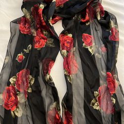 Black Scarf With Red Roses