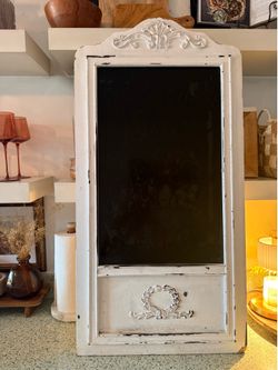 Vintage Style Distressed White Chalkboard
