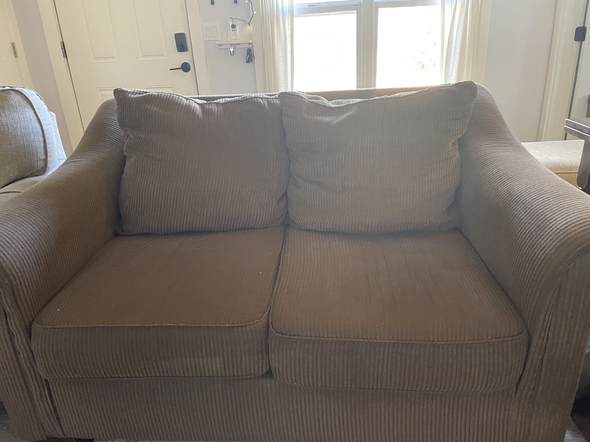 Brown Corduroy Loveseat