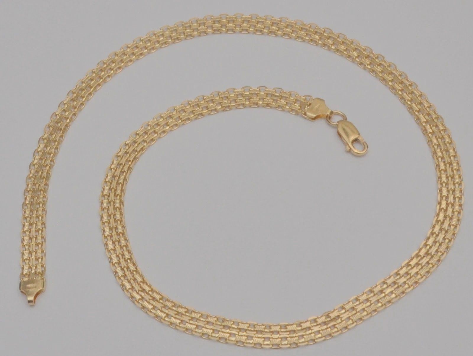 18K Yellow Gold Bismark Chain Necklace 20" Solid 26.2g Lobster Clasp
