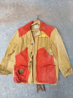 Vintage sport bilt water repellant hunting jacket with 1974 Maryland Hunting license tag
