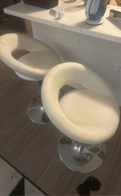 2 White Adjustable Bar Stools