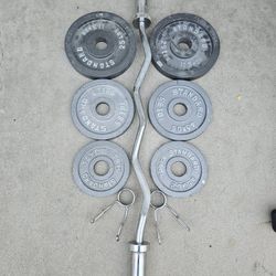 Curl Bar And Weights 