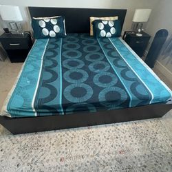 King Size Bed Frame with 2 storage cabins  + King Side medium Foam Matress  
