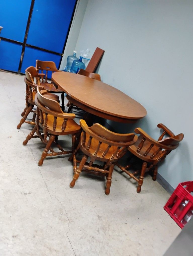 Solid Wood Double Leaf HALE Dining Room Table With 6 Chairs