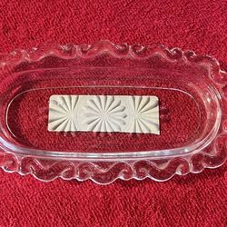 Vintage Guest Glass Colonial Clear Pattern Banana Split Boat 