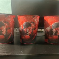 3 Red Hulk Captain America Brave New World Popcorn Buckets 