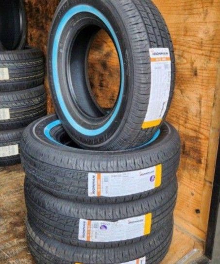 4 New 215-75-15 Ironman RB12 NWS 1" One inch White Wall Whitewall Tires P215/75 R15 Inch Tire FREE Same Day Delivery To Most Inland Empire Locations