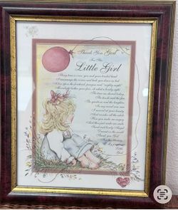 Framed Little Girl Nursery Wall Art 10” x 12”