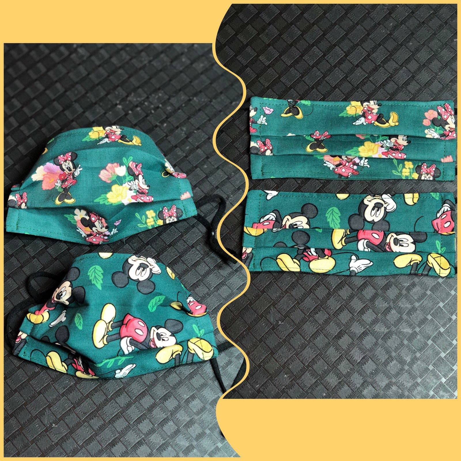 Green Mickey or Minnie Mouse Adjustable Cloth Mask