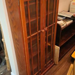 Glass Window Cabinet With Adjustable Shelves