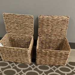 Woven Containers With Attached Lid