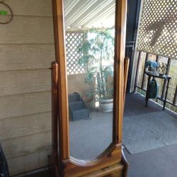 Tall Adjustable Wood Framed Mirror