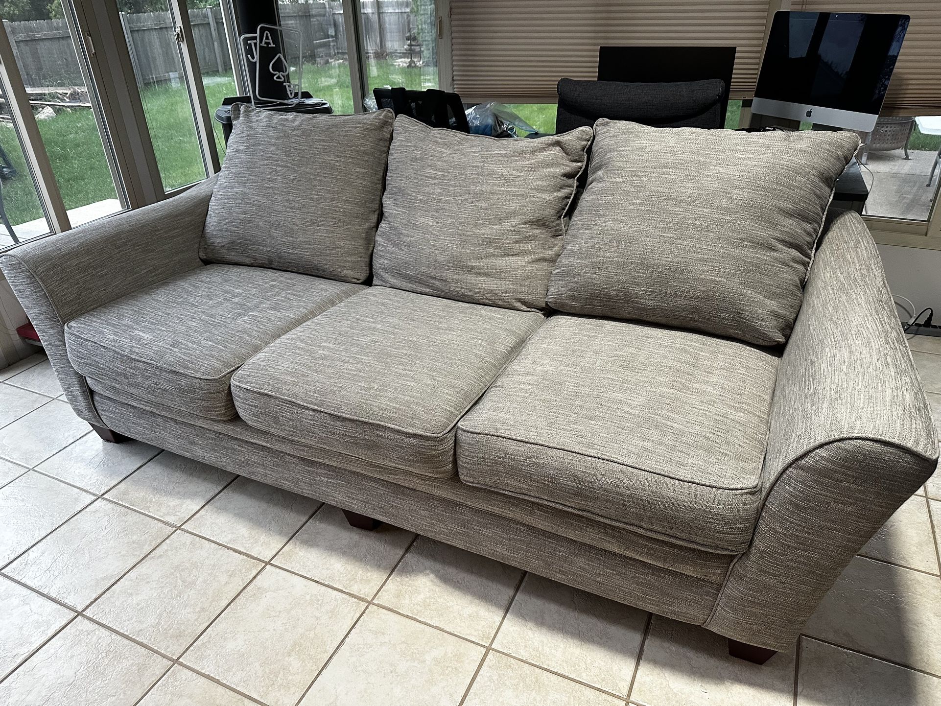 Gray Cloth Couch & Loveseat - Deep Seat