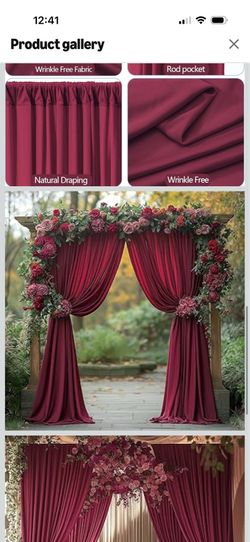 5x10 Wrinkle Free ‌Burgundy Backdrop Curtain for Parties Soft Fabric Drapes Wedding ‌Curtain Backdrop for Birthday Party Decorations Background for Ph