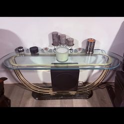 Marble Base Glass Round Coffee Table With Matching Console Table