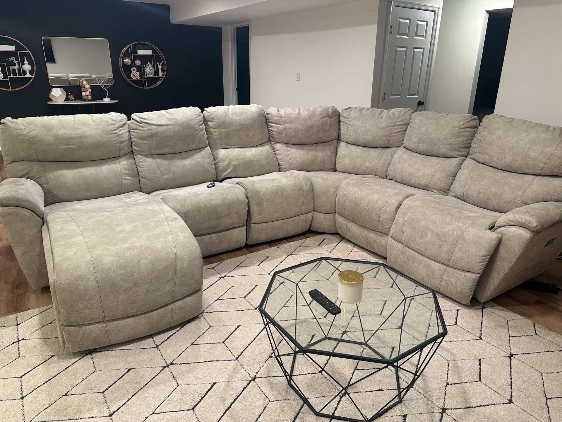 Reclining microfiber sofa sectional by LaZBoy