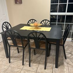 Black Wood Dining Table Set With Chairs 