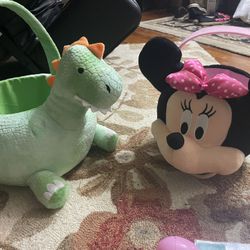 Minnie Mouse & Dinosaur Plush Baskets 