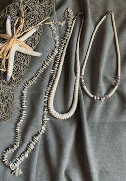 Vintage Natural Shell Necklace Bundle (3 Pieces) Retro Surfer Boho