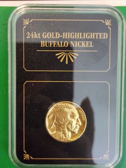 1936 Buffalo Nickel Embellished in 24k Gold