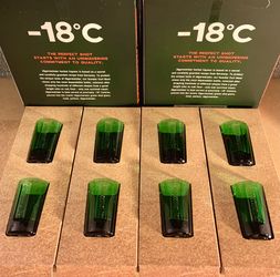JÄGERMEISTER ICONIC GREEN SHOT GLASSES (SET OF 8) + INSULATED STAG BOTTLE CASE - ALL ITEMS NEW
