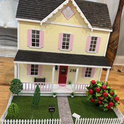 Yellow And Pink Doll Wooden Doll House