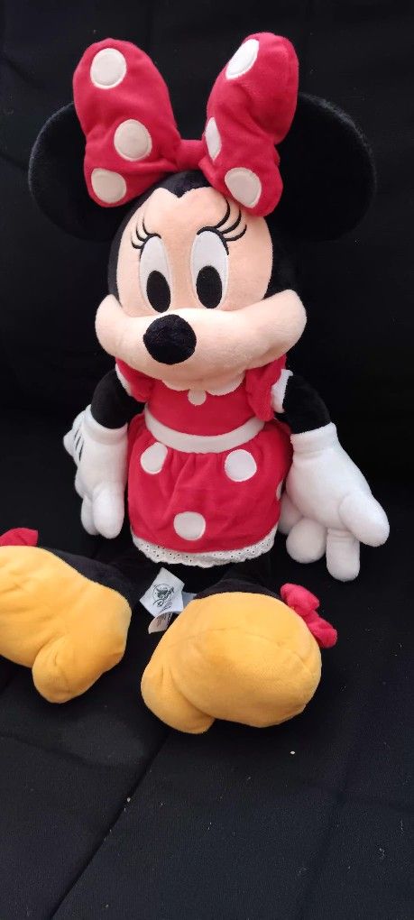 18" Disney Minnie Mouse Plush Stuffed Animal Doll Red Polka Dot Dress Bow Heels
