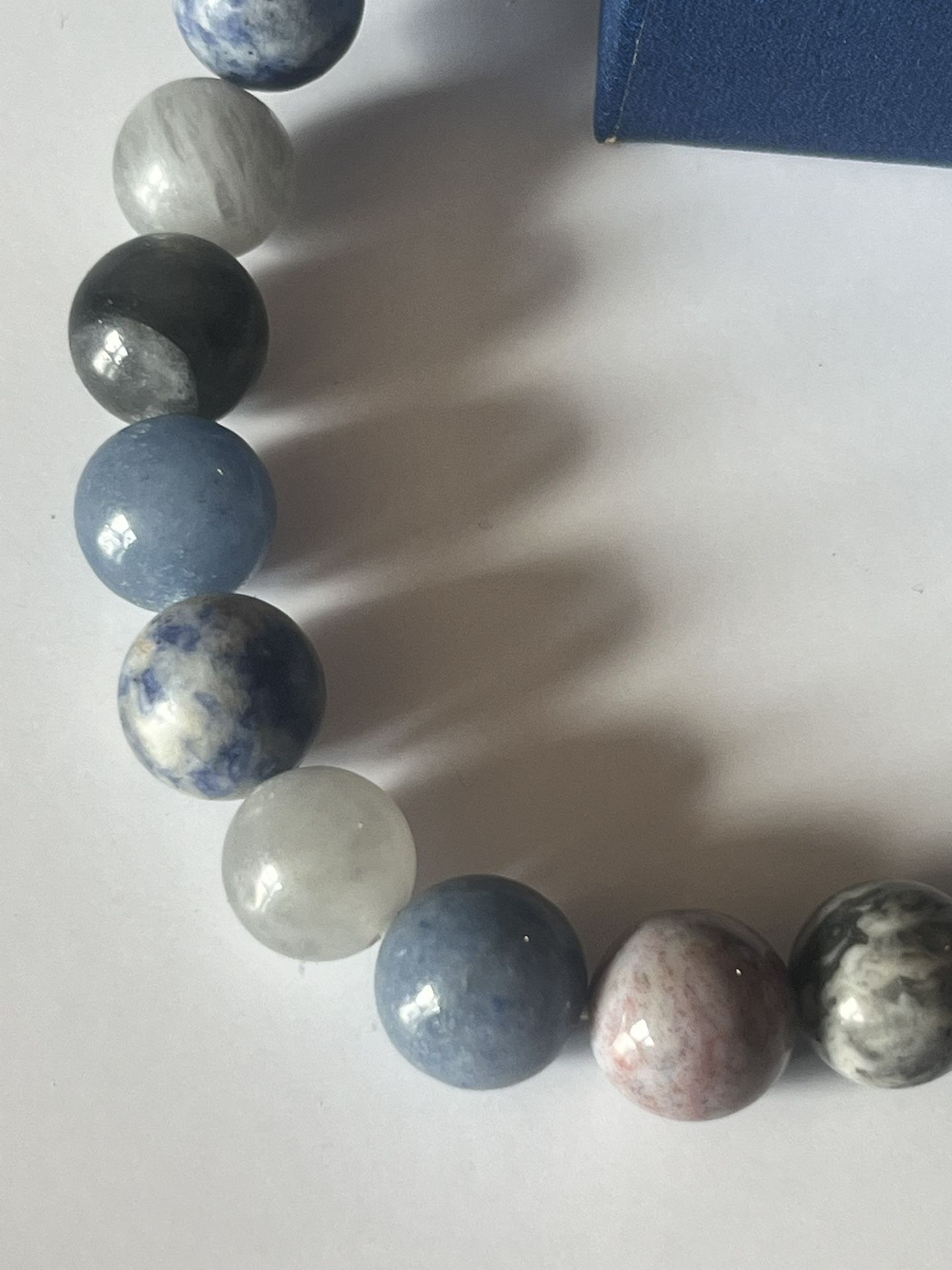 Medium Blue Aventurine, Sodalite, and Moonstone Mixed Gemstone Bracelet