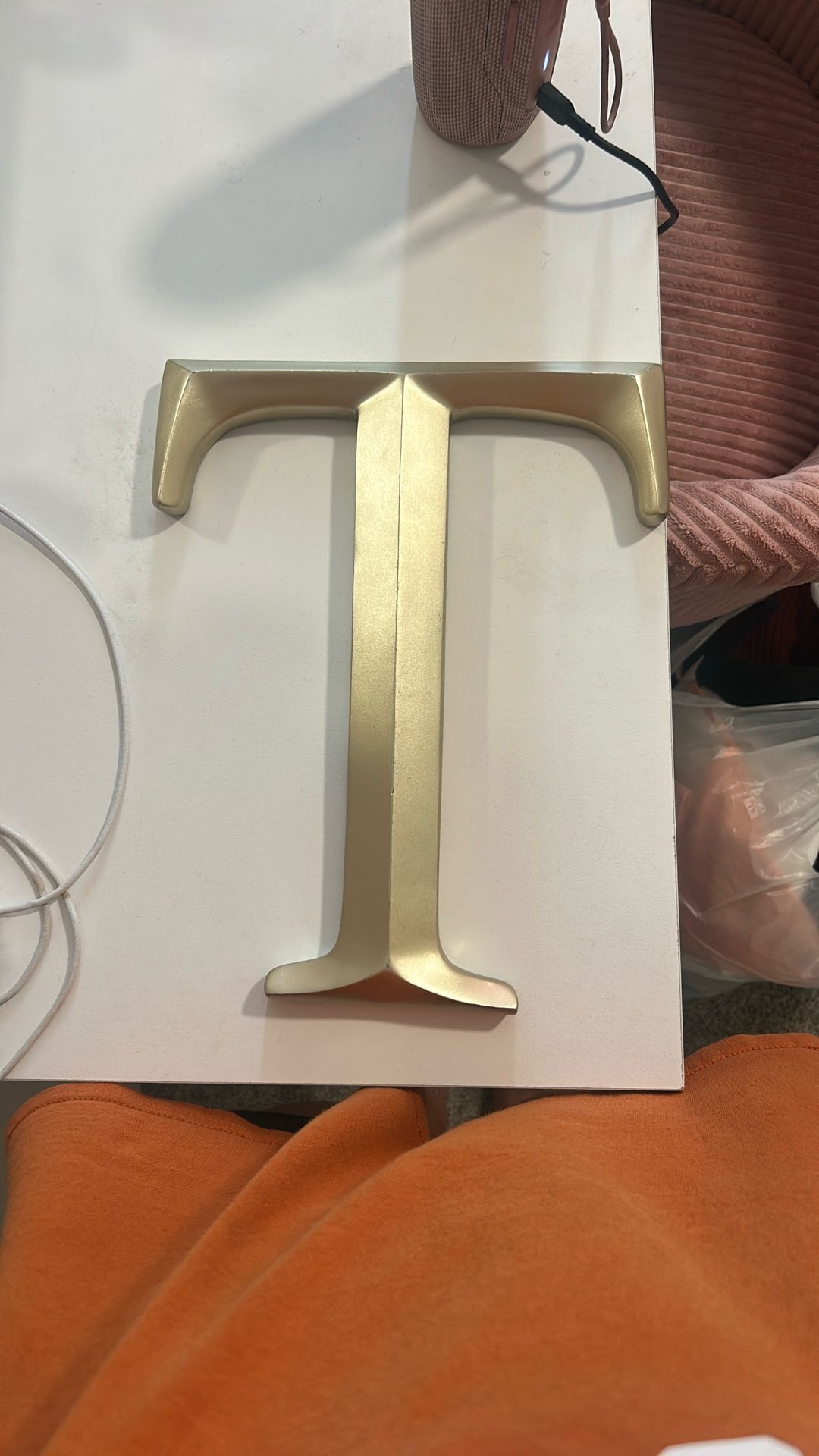 Gold T Letter decor