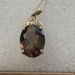 Smokey Quartz Necklace, Smokey Quartz Ring, Citrine Ring 