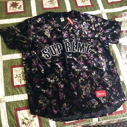 Supreme Floral Velour Baseball Jersey