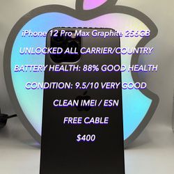 iPhone 12 Pro Max Graphite 256GB UNLOCKED Used Authentic