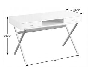 47" White and Silver Computer Desk With Two Drawers