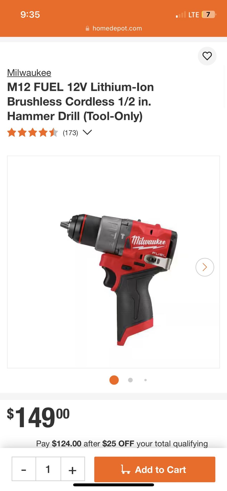 M12 Milwaukee Hammer Drill $60
