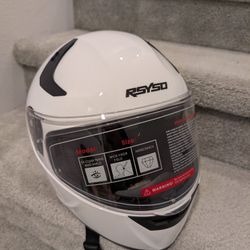 Brand New In Box White Rsyso Helmet With Integrated LED Light Dot Approved Size Large