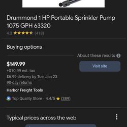 Drummond Water Sprinkler Pump 