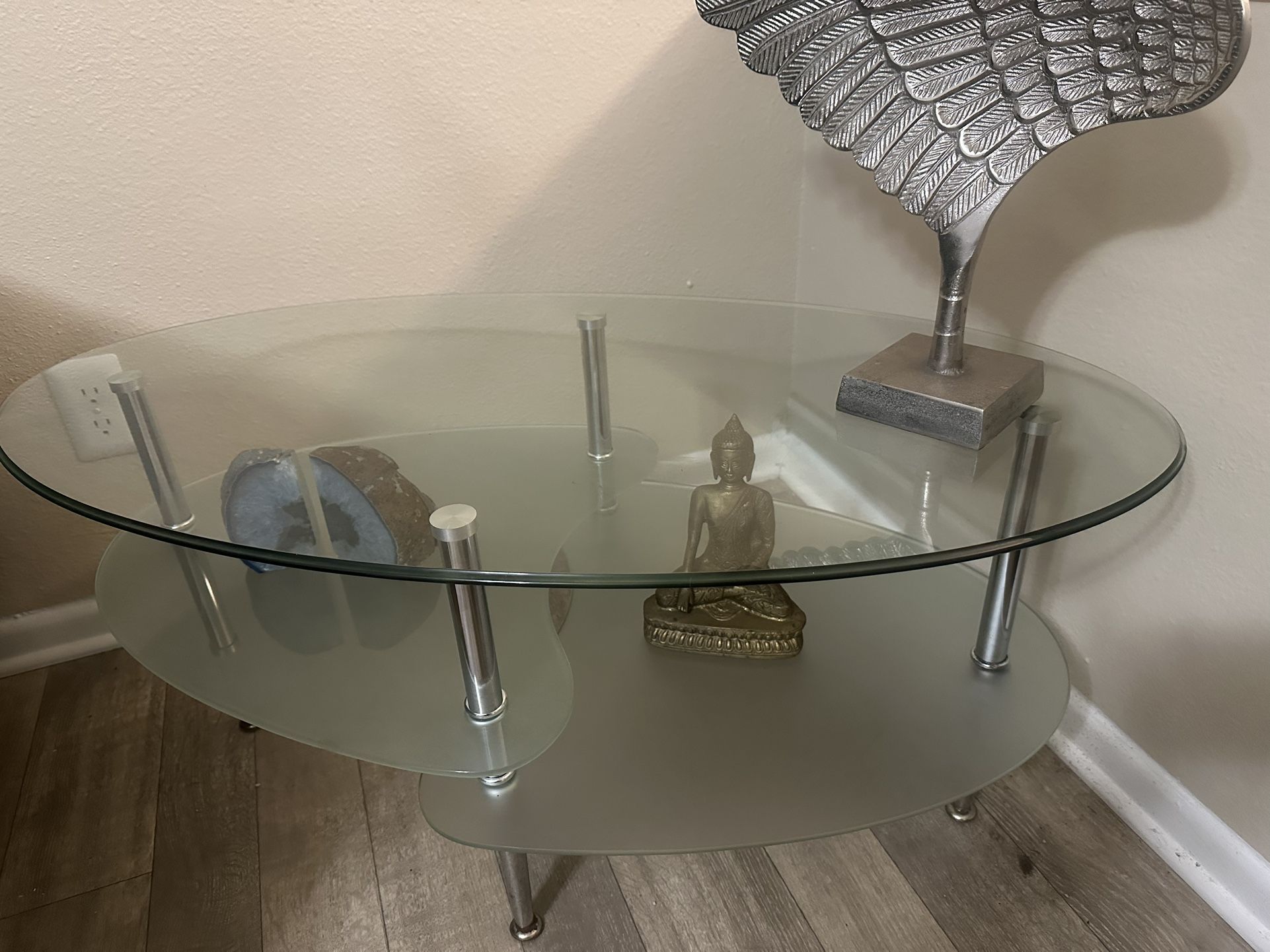 Chrome And Tempered Glass Coffee Table