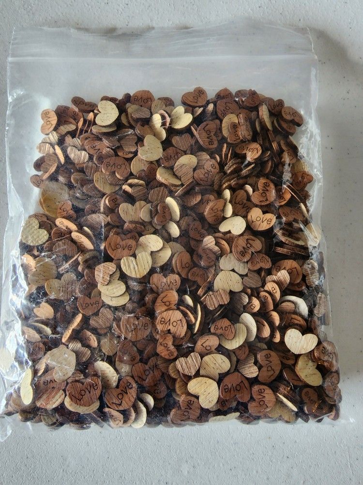 Bag Of Small Wooden Love Hearts