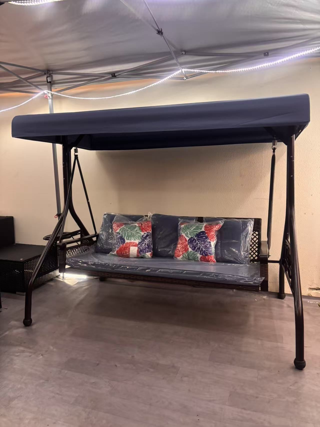(2 Colors) New Outdoor Patio Porch Swing with Adjustable Canopy Cup Holder Thick Cushions