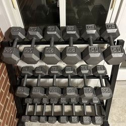 Complete Cast Hex Dumbbell Set With Stand