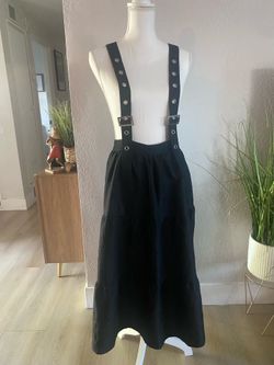 Black Suspender Maxi Skirt with Adjustable Straps